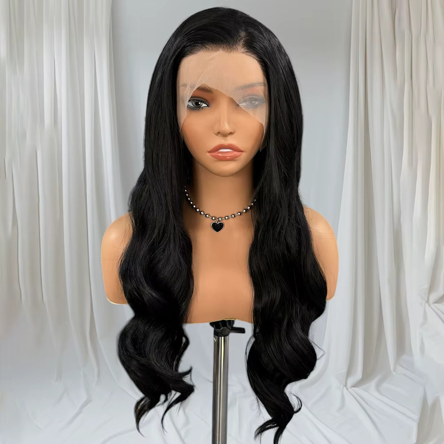 UStyleHair Lace-Front-Synthetik-Perücke, schwarz, lang, tief gewellt, Damen - Bild 2