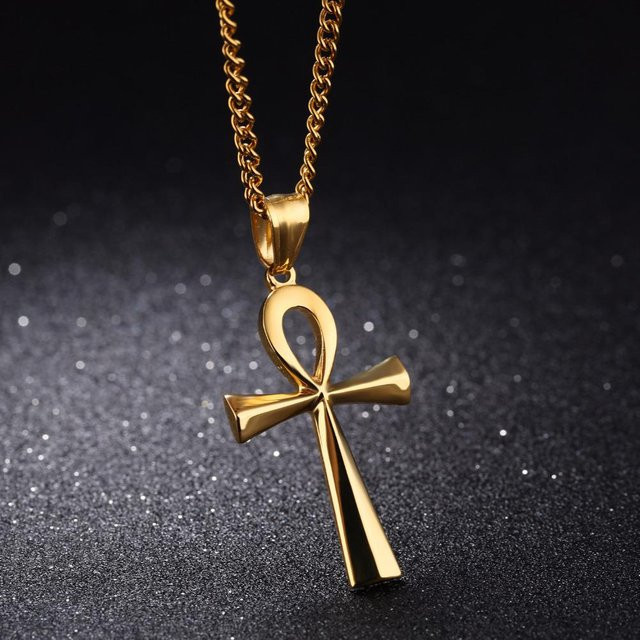 Anhänger Ägyptisches Ankh Kruzifix, Edelstahl, Schwarz, Herren - Bild 1