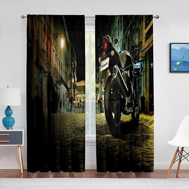 Dirt Bike Motocross Vorhang Set für Kinder und Erwachsene, 2-teilig, Mehrfarbig, Höhe: 130 cm, Breite: 100 cm - Bild 1