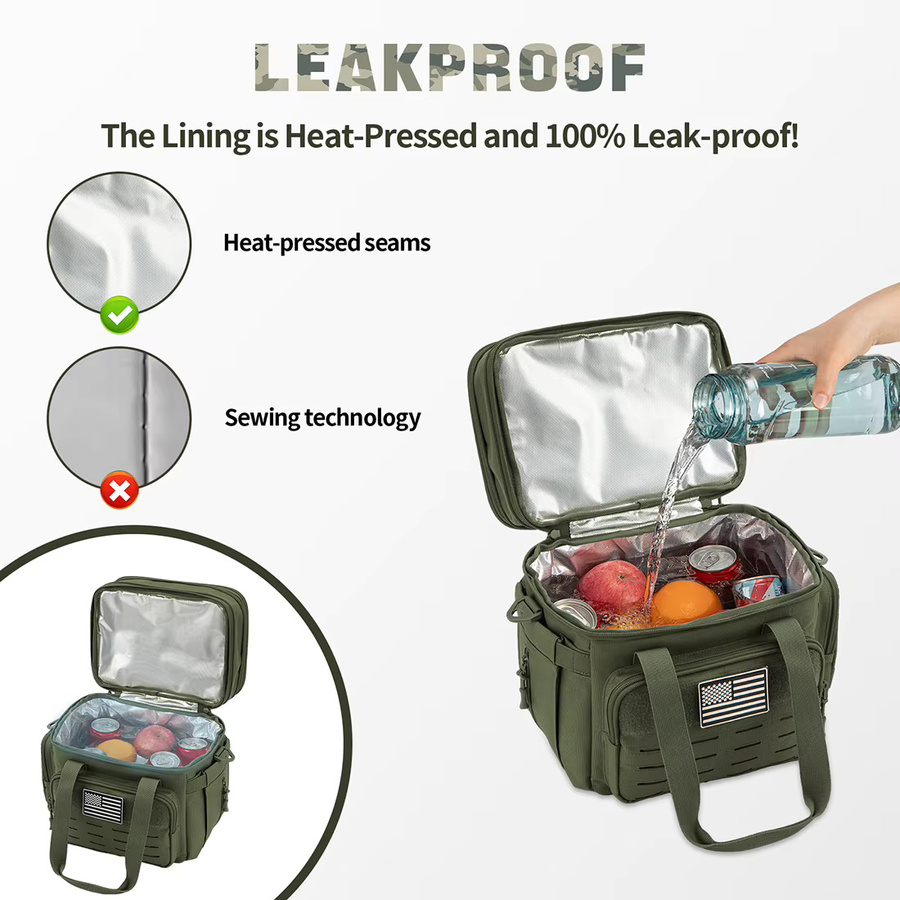 ReFire Gear Taktische Lunchbox, isolierte und auslaufsichere Kühltasche für Outdoor und Camping, Schwarz oder Grün, B/T/H: 28,5 x 28,0 x 1 d cm - Bild 5
