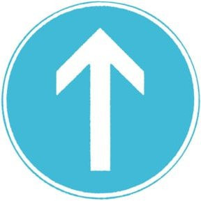 ADCO Verkehrszeichen VKZ.209-30 Ronde 600mm Fahrtrichtung geradeaus in Blau aus Aluminium mit RAL-Gütezeichen Folie RA1 - Bild 1