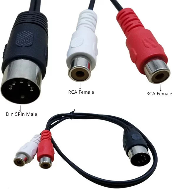 BSN Audiokabel DIN 5-poliger Stecker auf 2 Cinch-Buchsen in Multicolour für Bang & Olufsen, Naim und Quad Stereosysteme - Bild 1