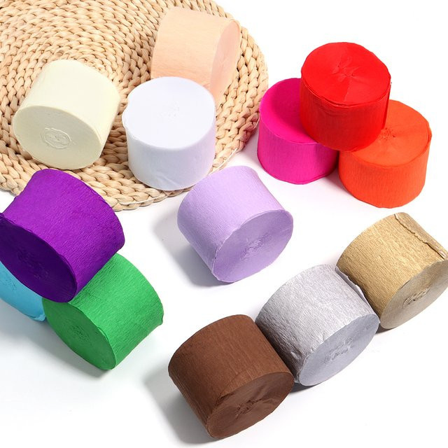 18 Farben Gekräuseltes Krepp-Papier für Origami und Bastelarbeiten, B: 4,5 cm, L: 2500 cm - Bild 1