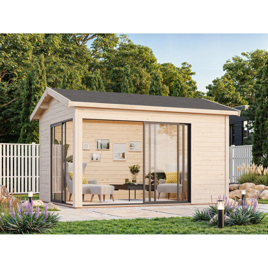 Palmako Gartenhaus Amanda aus Fichtenholz in Hellbraun mit Satteldach, B/T/H: 434 x 340 x 280 cm - Bild 2
