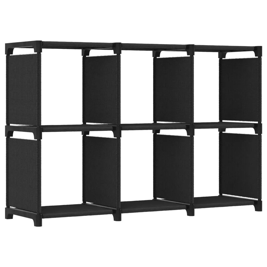 vidaXL Würfel-Regal mit 6 Fächern in Schwarz aus Stahl und Stoff, B/T/H: 103 x 30 x 72,5 cm - Bild 2