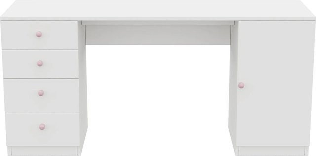 Merax Schreibtisch in Weiß mit Keramikgriffen für Home Office und Kinderzimmer, B/T/H: 155 x 45 x 74 cm - Bild 1