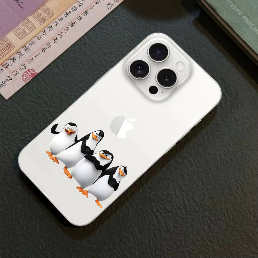 Mesuca Handyhülle mit Madagaskar-Pinguin Motiv für iPhone 17 16 15 14 13 12 11 Pro Max Plus X XR XS Max Transparent Klar - Bild 5