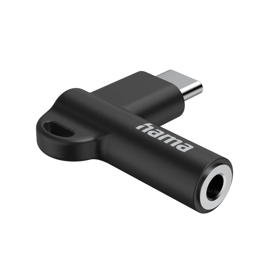 Hama Aux-Adapter USB-C auf 3,5 mm Klinke mit 90 Grad Winkelstecker in Schwarz - Bild 2