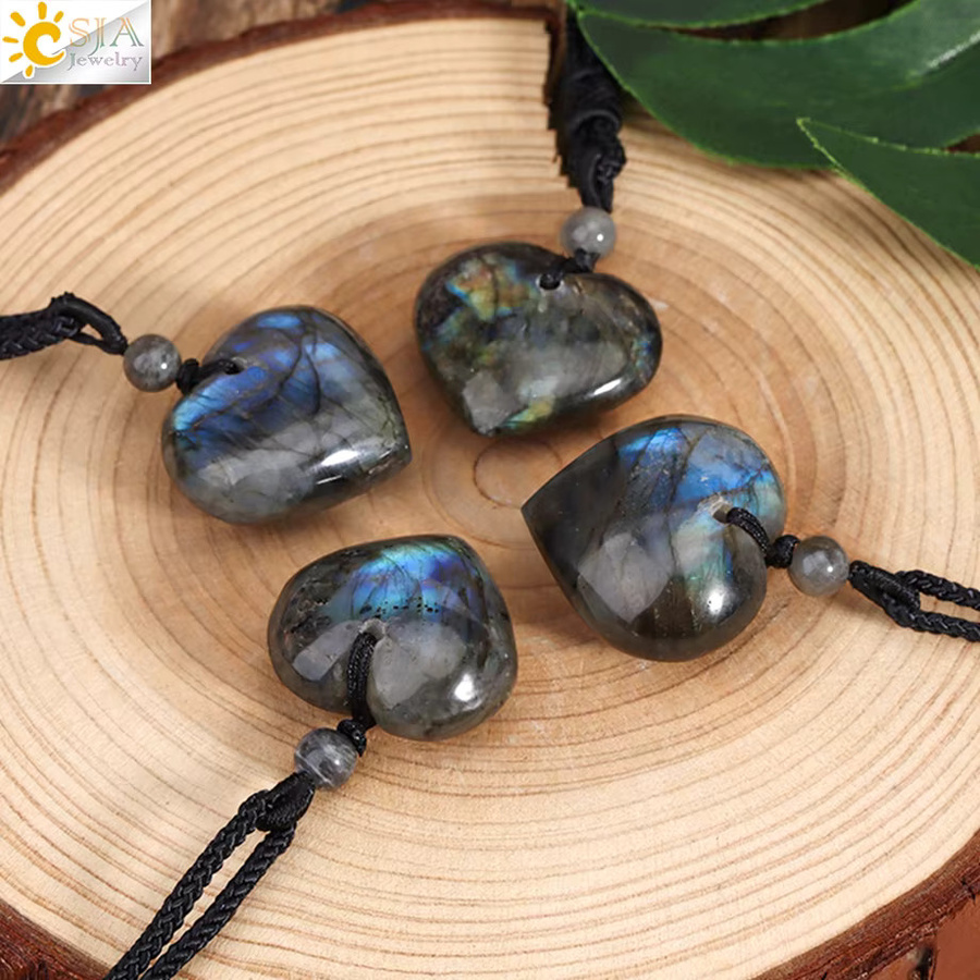 CSJA Jewelry Halskette, Blau Labradorit Herz Kristall, Damen - Bild 2