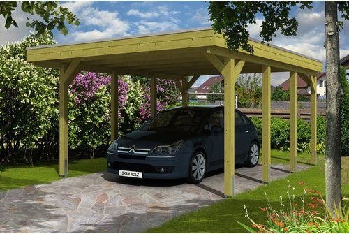 SKANHOLZ Carport Friesland aus imprägniertem Holz in Braun, B/T: 397 x 555 cm, Firsthöhe: 241 cm - Bild 1