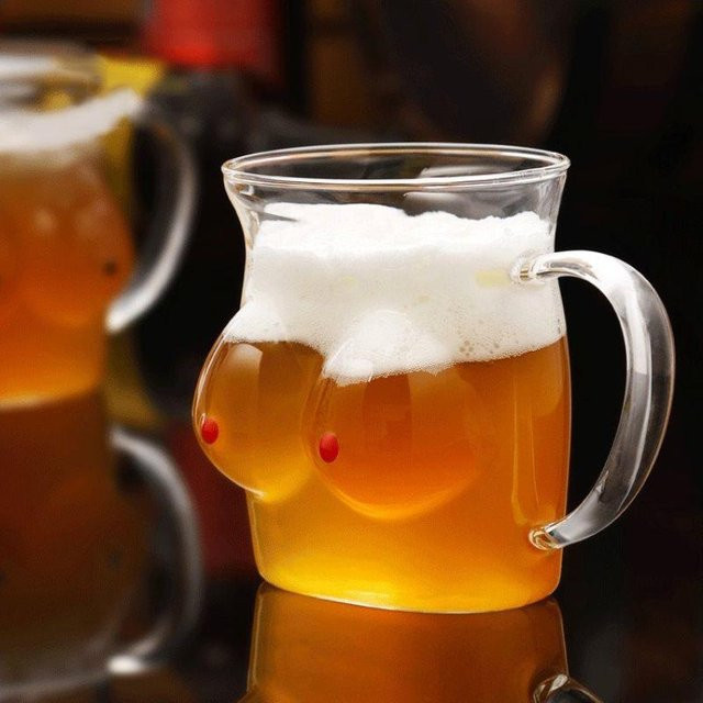 Sinlay Bierglas in kreativer Lady-Form aus Glas, Schwarz/Transparent - Bild 1