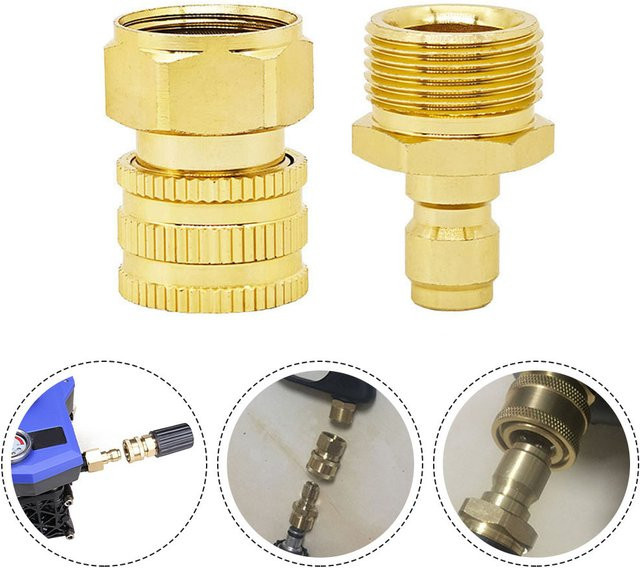 DAZZLEEX Hochdruckreiniger-Aufsatz mit Schnellverbinder 22 x 1,5 mm in Gold für Haushalt und Autowäsche - Bild 1