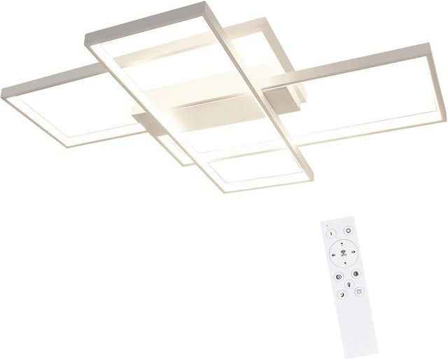 NETTLIFE LED Deckenleuchte aus Metall in Weiß, dimmbar mit Fernbedienung, B: 65 cm, H: 7,5 cm, T: 54 cm - Bild 1