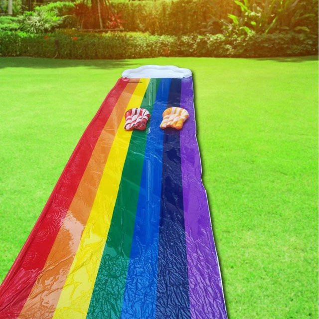 PVC Regenbogenwolke Doppelte Wasserrutsche, Aufblasbares Sprinkler-Spielzeug, Blau, Bunt / Mehrfarbig - Bild 1