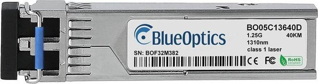 BlueOptics SFP Transceiver GLC-LH-SM-40 kompatibel mit Cisco, LC-Duplex, 1000BASE-LH, Singlemode Fiber, 1310nm, 40KM, DDM, Farbe: Silber - Bild 1