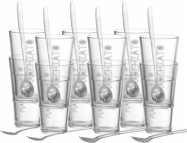 Ritzenhoff & Breker Lena Latte Macchiato Gläser mit Löffel, 12er Set, transparent, 350 ml - Bild 1