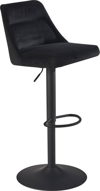 Wohnling Barhocker aus Samt in Schwarz mit 360 Grad Drehbarkeit, B/H/T: 45 x 106 x 51 cm - Bild 1