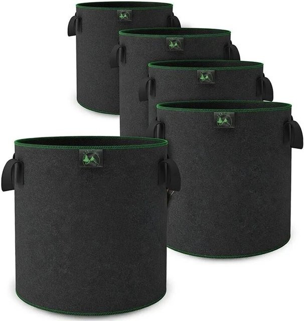 TTL GARDEN Pflanzsack 5er Set aus Filz mit 22 l Volumen, Durchmesser: 30 cm, ideal für Gemüse und Kräuter - Bild 1