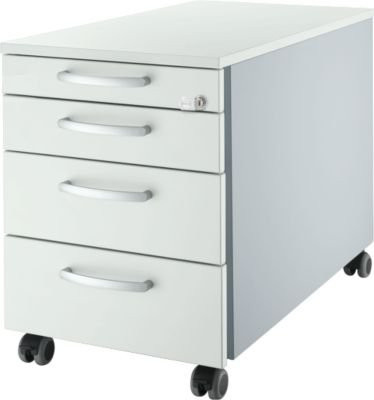 Schäfer Shop Genius Rollcontainer 1233 mit Rundgriffen, Farbe: Weißaluminium/Lichtgrau, B: 43,5 cm, H: 57,7 cm - Bild 1