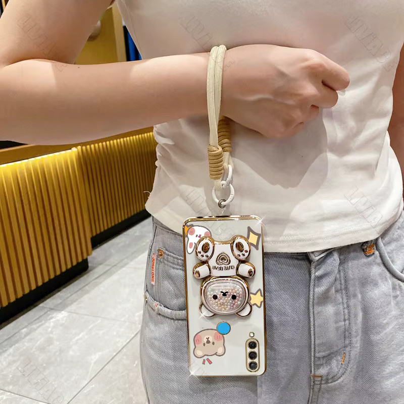 Bunte Handyhülle mit niedlichen Bären und Armband für Huawei P30 P20 P40 P50 P60 Lite Pro Y6P Y7 als Schutzhülle mit Standfunktion in Mehrfarbig - Bild 2