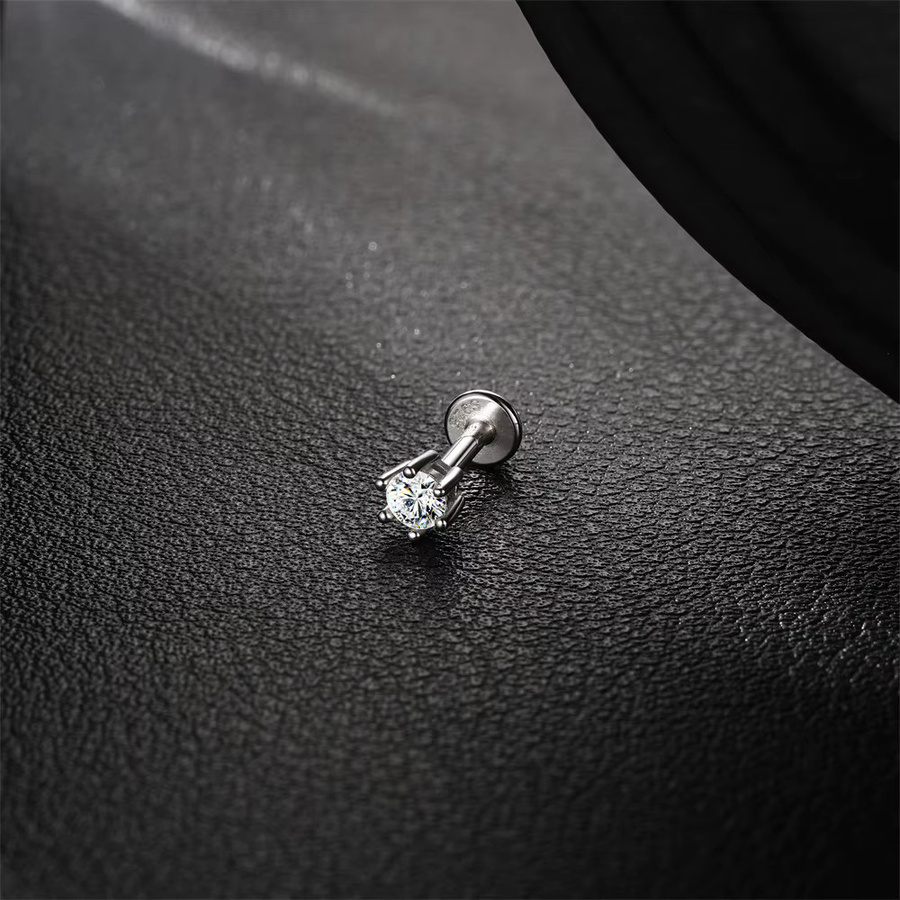 Aide Piercing-Ohrringe, 925 Silber, Moissanit, Damen - Bild 2