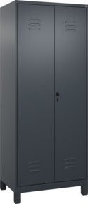 C+P Spind Classic PLUS Schwarz-Weiß mit 2 Abteilen, Füße, Sicherheits-Drehriegel, B/T/H: 80 x 50 x 195 cm - Bild 1