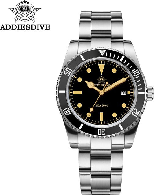 ADDIESDIVE Taucheruhr, Quarz, Edelstahl, Grün, 39 mm, Herren - Bild 1