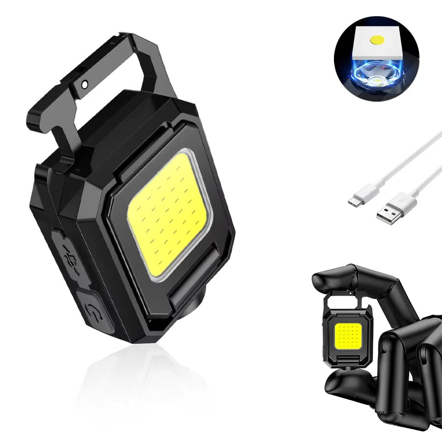 Heinast Mini Taschenlampe Schlüsselbund Multifunktionale Tragbare COB Camping Lampe mit USB-Ladefunktion für Outdoor, Angeln und Wandern - Bild 4