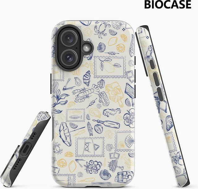 Seaside Elements Handyhülle für iPhone 17 16 15 14 13 12 Pro Max Plus in Blau Gelb mit doppelschichtiger Rückseite - Bild 1