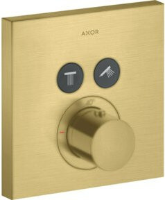 Hansgrohe ShowerSelect UP-THM Fertigmontageset mit Thermostat und Safety Stop, eckig, Brushed Brass - Bild 1