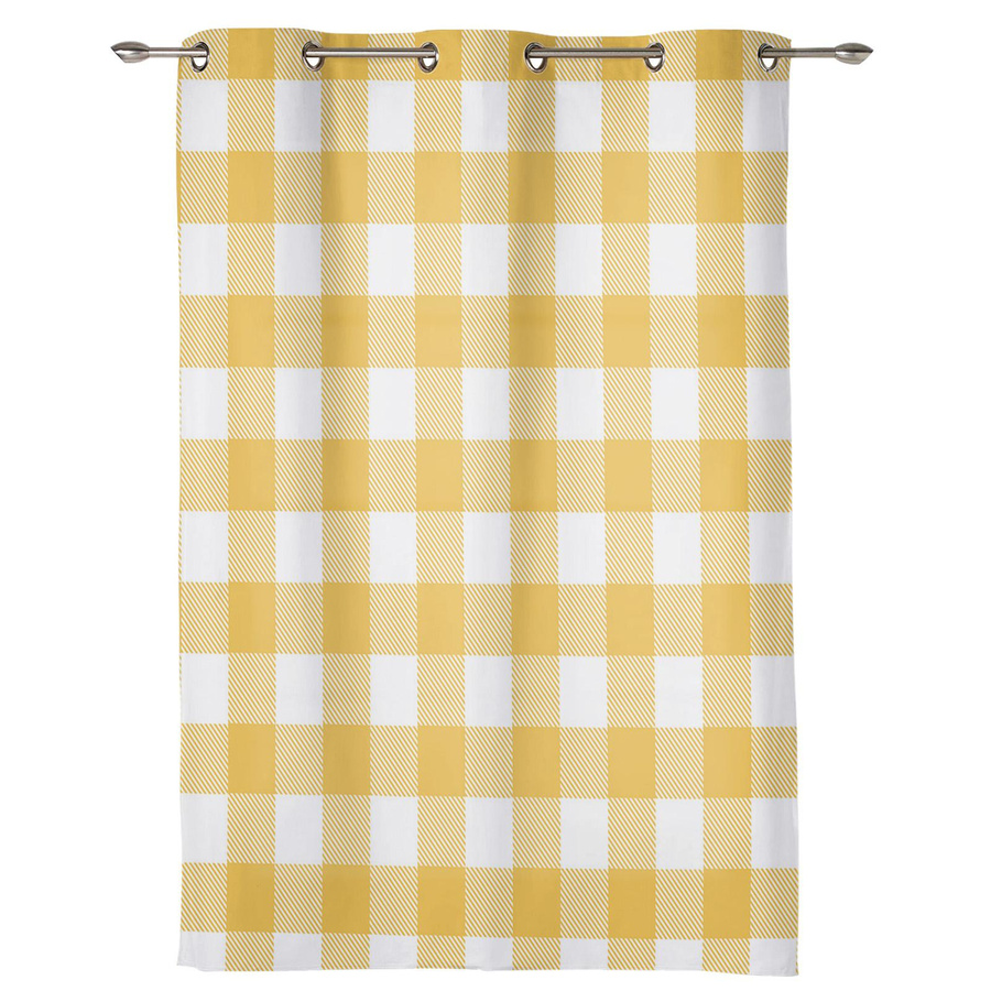 Gelb-weiß karierte Vorhänge im modernen Stil für Wohnzimmer, Küche oder Kinderzimmer, halbtransparent, Breite: 135 cm, Höhe: 60 cm - Bild 1