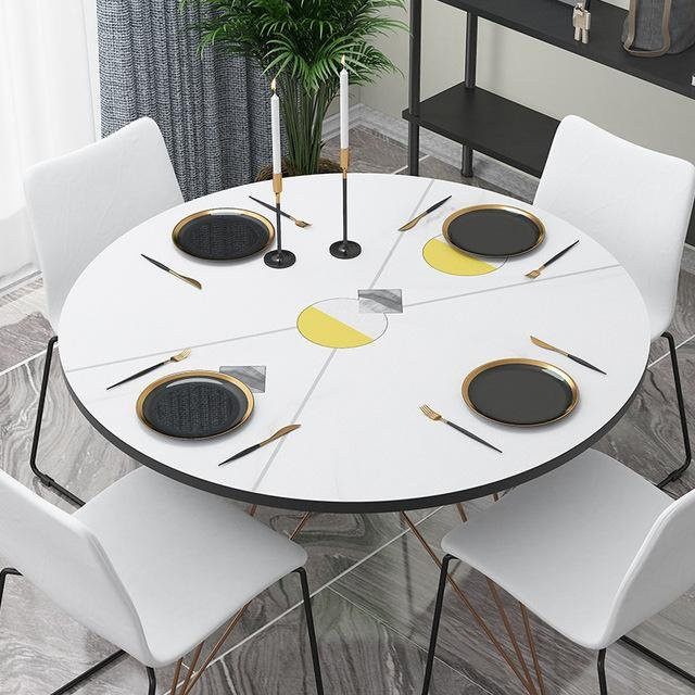 Runde PVC-Tischdecke von Your Warm Home in Weiß, wasserabweisend und ölbeständig, Durchmesser: 60 cm - Bild 1