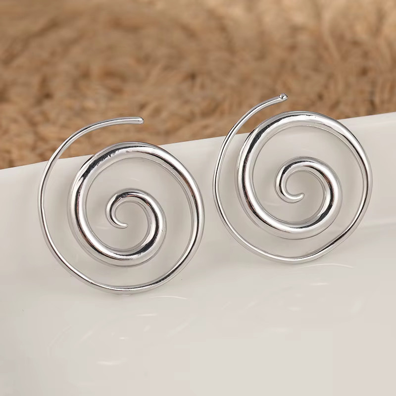 Ohrringe silberfarben, Metall, Geometrie Spirale, Damen - Bild 3