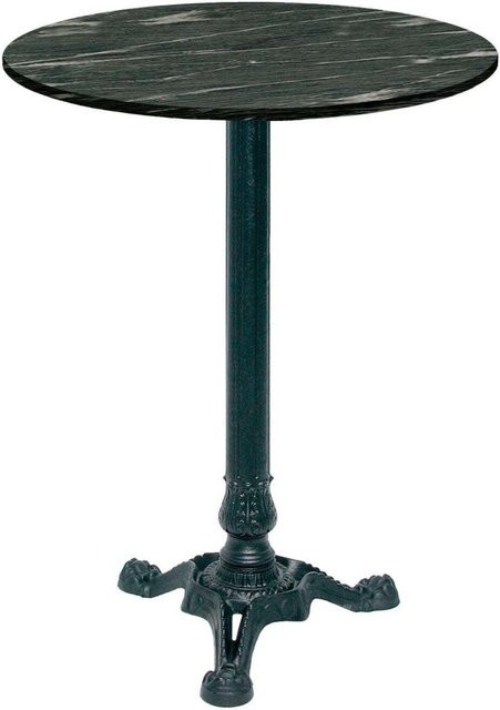 RestooTab Bistrotisch rund in Stein- und Holzoptik, dunkelgrau marmoriert mit schwarzem Gestell, H: 113 cm, B: 60 cm, T: 60 cm - Bild 1