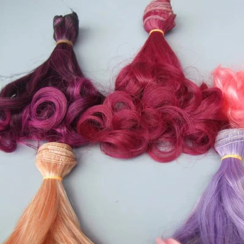Miao Mama ai wawa Puppenhaar, Lockige Perücken, Rosa Grün Lila, 1-teiliges Set - Bild 2