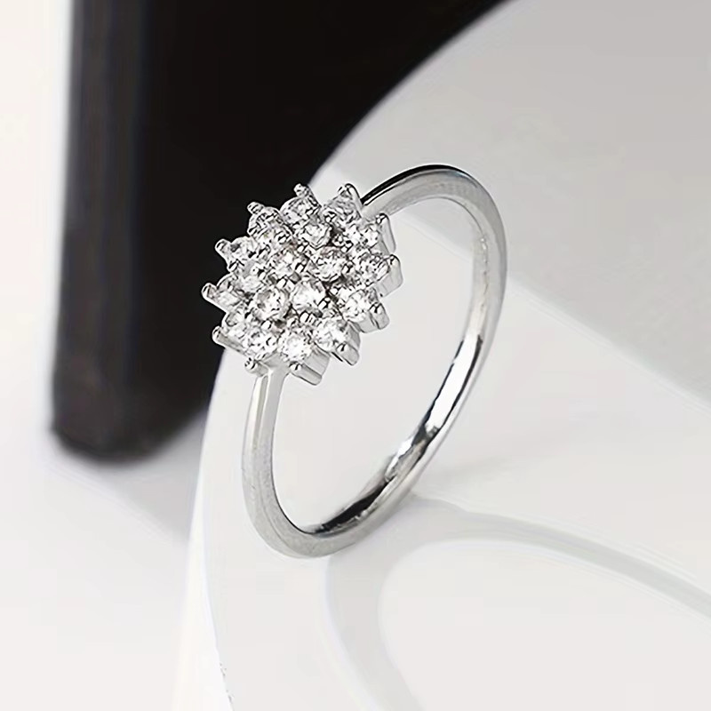 Huitan Damenring Blumenform, Silber, Zirkonia - Bild 2