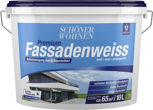 Schöner Wohnen Premium Fassadenweiss, Farbe Weiß, matt, 10 l - Bild 1