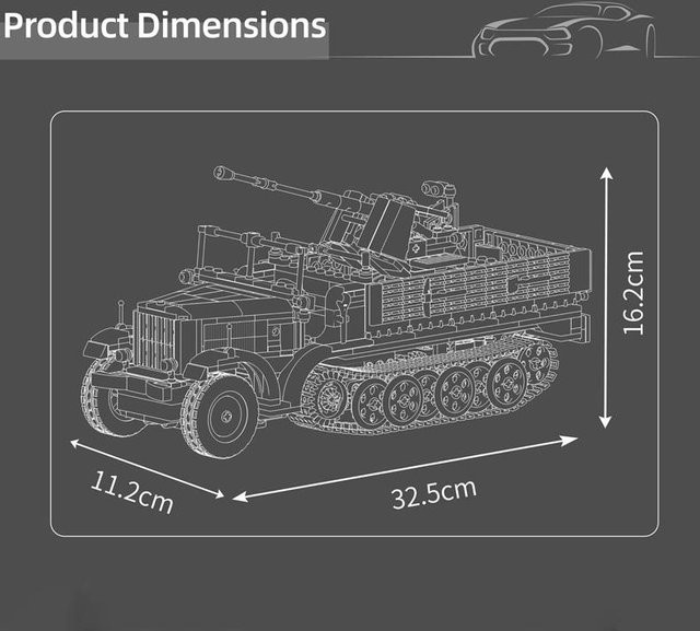 Mould King 20048 Technischer RC Deutscher 3,7cm Flak Halbkettenfahrzeug, Bausteine, ab 18 Jahre - Bild 1