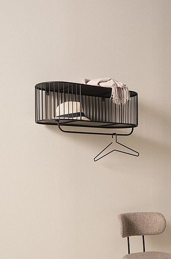 Jotex Hutablage LONDON in Schwarz aus Metall für Flur und Schlafzimmer B/T/H: 80 x 40 x 37 cm - Bild 1