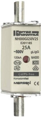 Mersen NH-Sicherungseinsatz SF Größe 000 gG 25A 500V Weiß - Bild 1