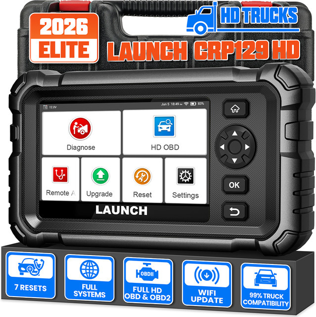 LAUNCH CRP129 HD 7 OBD2-Scannergerät für die Diagnose von Nutzfahrzeugen in Schwarz - Bild 1