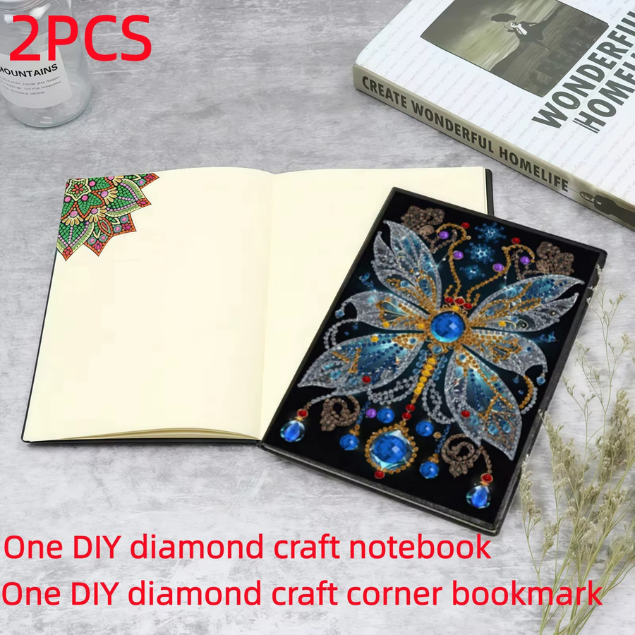 2er Set Diamond-Painting-Notizbuch mit Schmetterlingsmuster aus PU-Leder und Lesezeichen in Multicolour - Bild 3