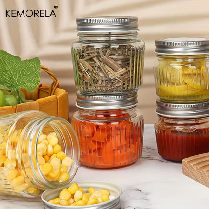 KEMORELA Lebensmittel-Vorratsdosen aus Glas, luftdichte und auslaufsichere Küchenkanister für Getreide, Mehl, Zucker und Kaffee, BPA-frei, transparent - Bild 2