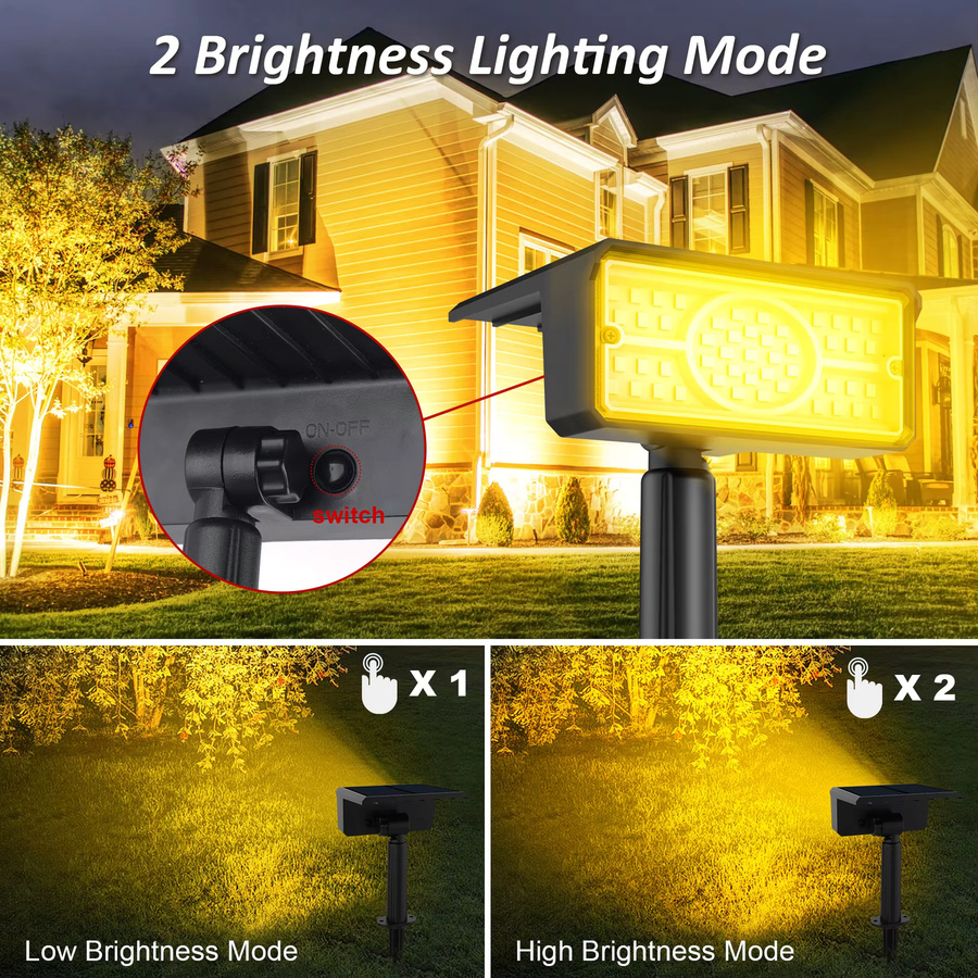 T-SUNRISE Solar Garten Wandleuchte mit 49 LEDs, IP65 wasserdicht, Schwarz, Rechteckig - Bild 3