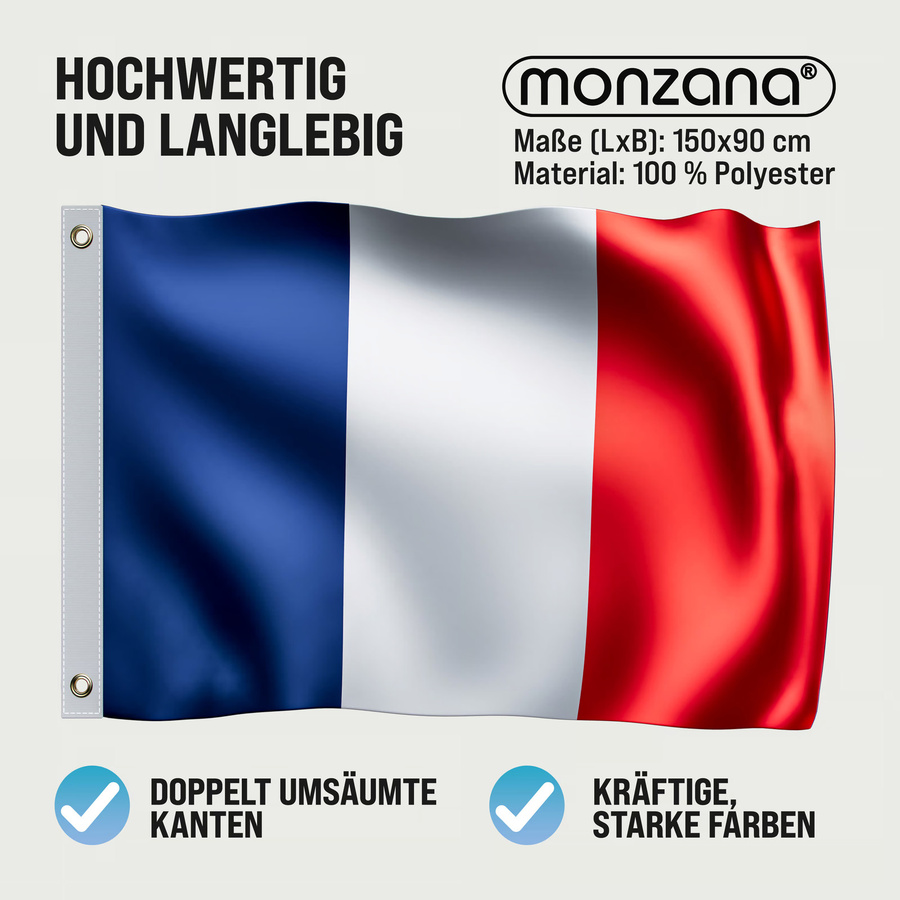 MONZANA Flagge Frankreich aus Polyester, Multicolor, B: 150 cm, H: 90 cm - Bild 2