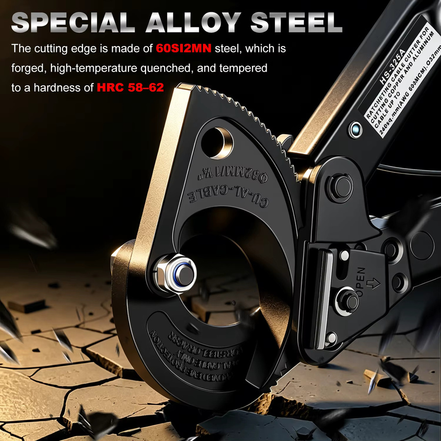 ACOONY HS-325A HL Ratschenkabelschneider für Kupfer- und Aluminiumkabel bis 240 mm² - Bild 5