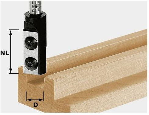Festool Wendeplatten-Nutfräser HW mit 8 mm Schaft, Durchmesser: 10 mm, Arbeitslänge: 25 mm, Länge: 55 mm - Bild 1