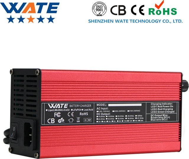 WATE Intelligentes LiFePO4 Batterieladegerät 73V 10A 20S 60V mit Anderson Plug in Silber - Bild 1