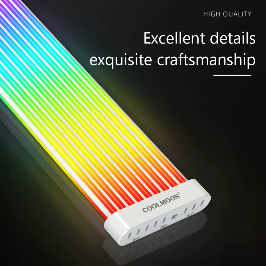 COOLMOON ARGB Neon Flex Lichtleiste RGBIC für PC, Multicolor/Weiß, 5V Sync kompatibel mit 8Pin/24Pin Netzteil - Bild 3
