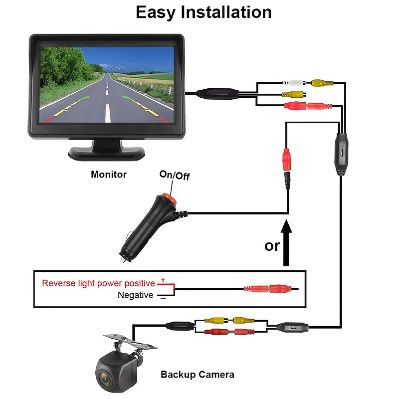 Bileeko HD-Monitor-Rückfahrkamera-Set in Schwarz mit 10,92 cm Display und Nummernschild-Rückfahrkamera - Bild 5